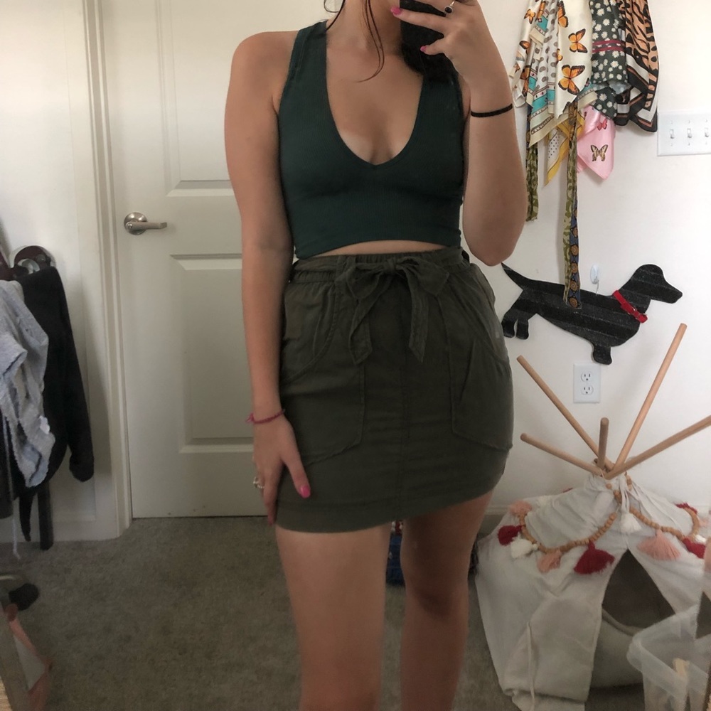 Army green skirt